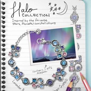 Brighton Halo Collection Silver Plated Bracelet Blue Pink Swarovski Crystals